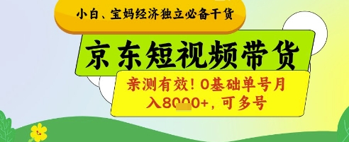 小白宝妈经济独立必备干货，京东短视频带货，亲测有效!0基础单号月入8k+，可多号【揭秘】-萝卜兔资源站