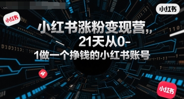 小红书涨粉变现营，21天从0-1做一个挣钱的小红书账号-萝卜兔资源站