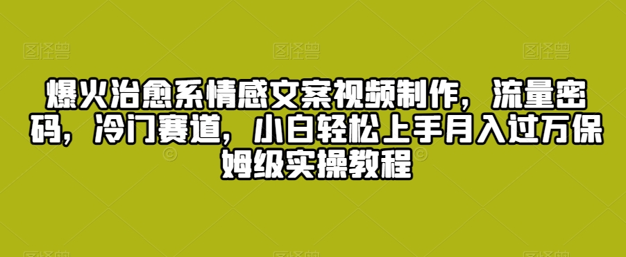 爆火治愈系情感文案视频制作，流量密码，冷门赛道，小白轻松上手月入过万保姆级实操教程【揭秘】-萝卜兔资源站