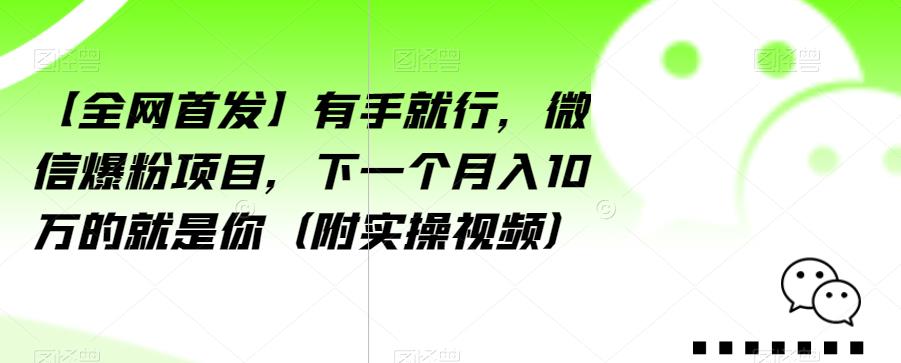 【全网首发】有手就行，微信爆粉项目，下一个月入10万的就是你（附实操视频）【揭秘】-萝卜兔资源站