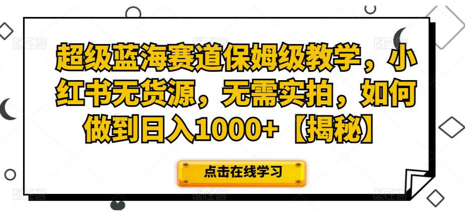 超级蓝海赛道保姆级教学，小红书无货源，无需实拍，如何做到日入1000+【揭秘】-萝卜兔资源站
