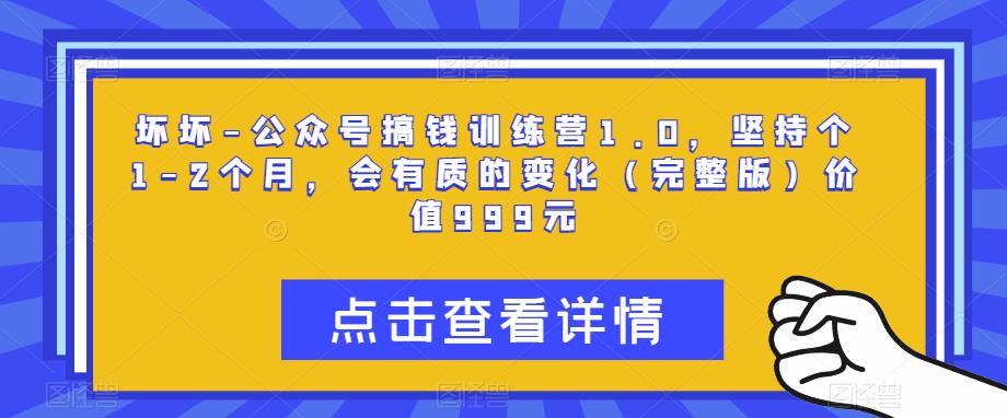 坏坏-公众号搞钱训练营1.0，坚持个1-2个月，会有质的变化（完整版）价值999元【揭秘】-萝卜兔资源站