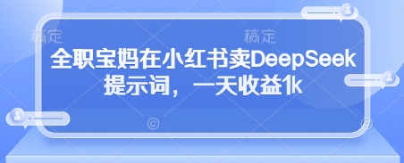 全职宝妈在小红书卖DeepSeek提示词，一天收益1k-萝卜兔资源站