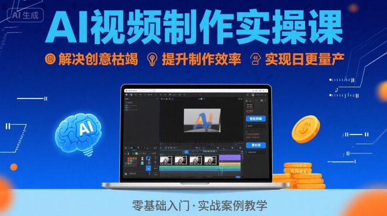 Ai视频制作实操课，解决创意枯竭、效率低下痛点，实现日更量产可持续变现-萝卜兔资源站