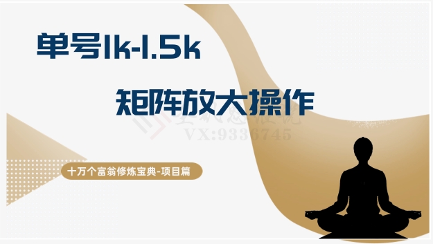 十万个富翁修炼宝典15.单号1k-1.5k，矩阵放大操作-萝卜兔资源站