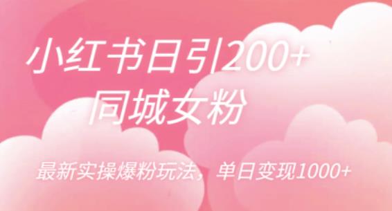 小红书日引200+同城女粉，最新实操爆粉玩法，单日变现1000+【揭秘】-萝卜兔资源站