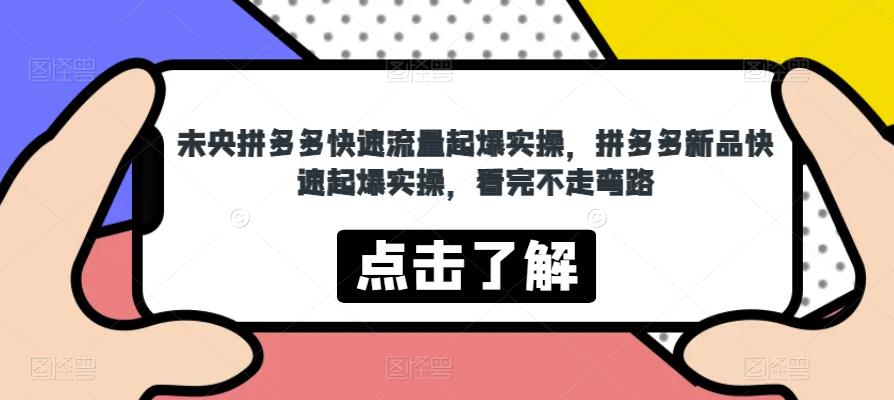 未央拼多多快速流量起爆实操，拼多多新品快速起爆实操，看完不走弯路-萝卜兔资源站