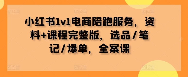 小红书1v1电商陪跑服务，资料+课程完整版，选品/笔记/爆单，全案课-萝卜兔资源站