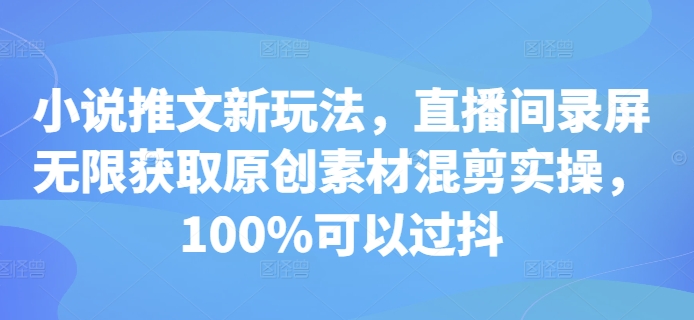 小说推文新玩法，直播间录屏无限获取原创素材混剪实操，100%可以过抖-萝卜兔资源站