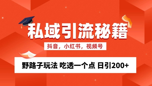 私域流量的精准化获客方法 野路子玩法 吃透一个点 日引200+ 【揭秘】-萝卜兔资源站
