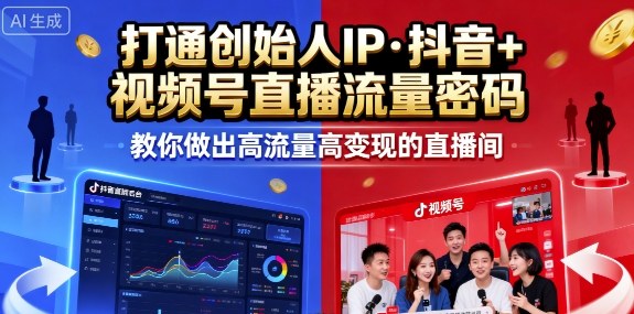 25年直播9-10两期线下课，打通创始人IP，抖音+视频号直播流量密码，教你做出高流量高变现的直播间-萝卜兔资源站