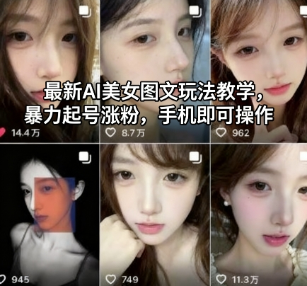 最新AI美女图文玩法教学,暴力起号涨粉,手机即可操作-萝卜兔资源站