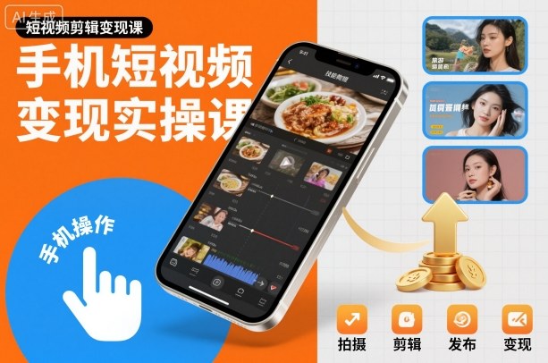 手机短视频变现实操课，短视频剪辑变现课-萝卜兔资源站