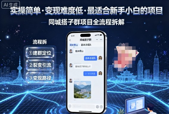实操简单，变现难度低，最适合新手小白做的项目，每天轻松收入3张，同城搭子群项目全流程拆解-萝卜兔资源站
