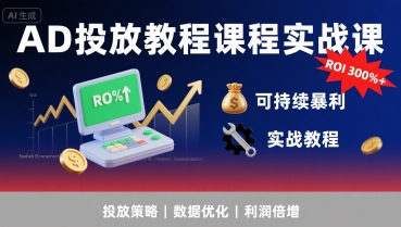 AD投放教程课程实战课，实现广告ROI300%+可持续暴利-萝卜兔资源站