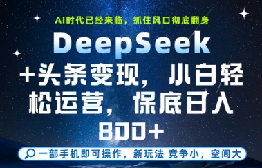 DeepSeek+头条变现，保姆级教学，小白轻松上手，日入8张+【揭秘】-萝卜兔资源站