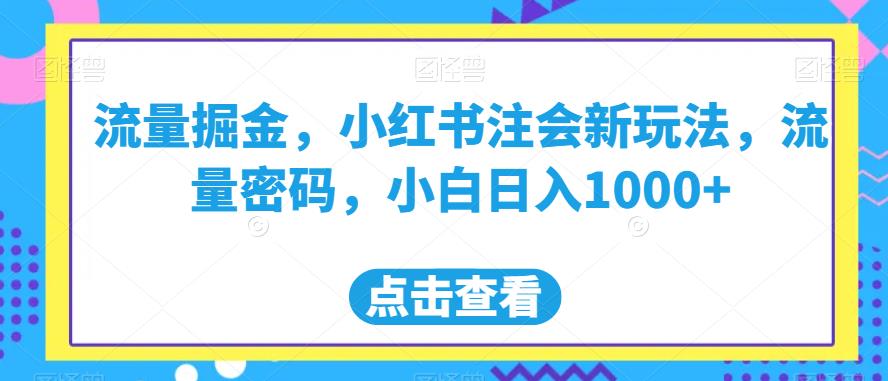 流量掘金，小红书注会新玩法，流量密码，小白日入1000+【揭秘】-萝卜兔资源站
