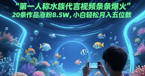 第一人称水族代言视频条条爆火，20条作品涨粉8.5W，小白轻松月入五位数-萝卜兔资源站