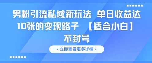 男粉引流私域新玩法，单日收益达10张的变现路子 【适合小白】不封号-萝卜兔资源站