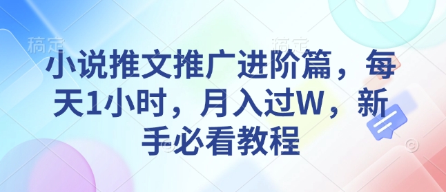 小说推文推广进阶篇，每天1小时，月入过W，新手必看教程-萝卜兔资源站