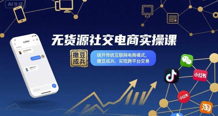 无货源社交电商实操课，绕开传统互联网电商模式，撒豆成兵，实现跨平台交易-萝卜兔资源站
