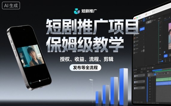 短剧推广项目保姆级教学,授权、收益、流程、剪辑,发布等全流程-萝卜兔资源站