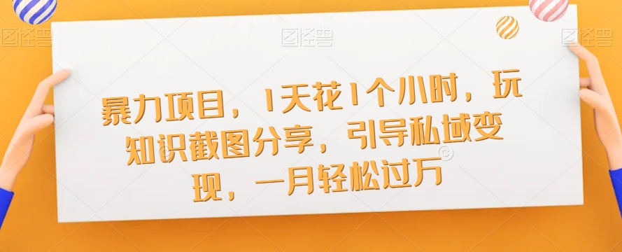 暴力项目，1天花1个小时，玩知识截图分享，引导私域变现，一月轻松过万【截图】-萝卜兔资源站