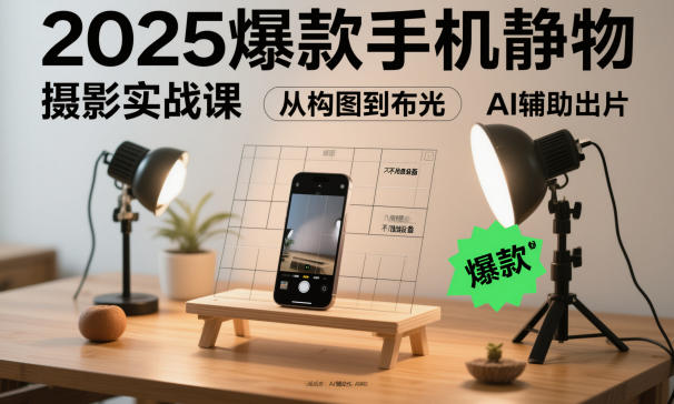 2025爆款手机静物摄影实战课，从构图到布光，不用贵设备，AI辅助出片-萝卜兔资源站