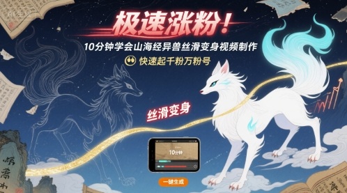 极速涨粉！10分钟学会山海经异兽丝滑变身视频制作，快速起千粉万粉号-萝卜兔资源站