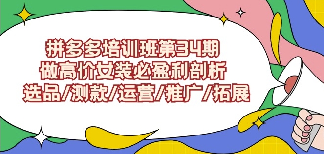 拼多多培训班第34期：做高价女装必盈利剖析选品/测款/运营/推广/拓展-萝卜兔资源站