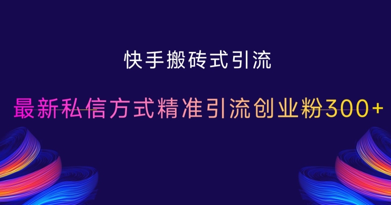 快手搬砖式引流，最新私信方式精准引流创业粉300+-萝卜兔资源站