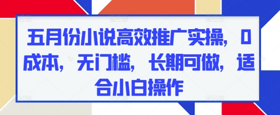 五月份小说高效推广实操，0成本，无门槛，长期可做，适合小白操作-萝卜兔资源站