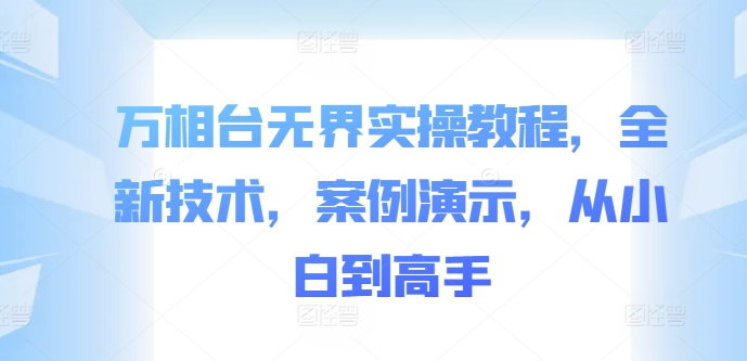 万相台无界实操教程，全新技术，案例演示，从小白到高手-萝卜兔资源站