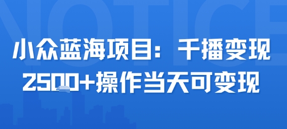 小众蓝海项目，千播变现2.5k+操作当天可变现-萝卜兔资源站