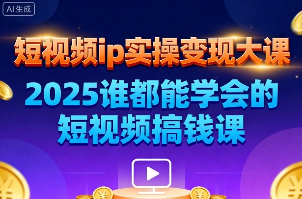 短视频ip实操变现大课,7月26-27日广州站线下课,2025谁都能学会的短视频搞钱课-萝卜兔资源站