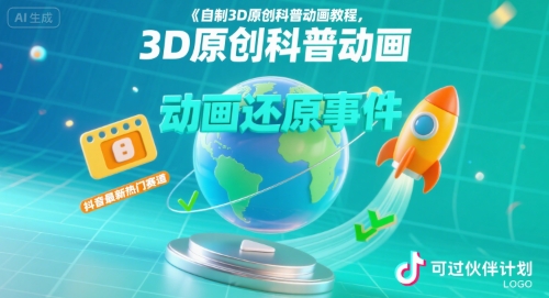 自制3D原创科普动画教程，动画还原事件，抖音最新热门赛道，可过伙伴计划-萝卜兔资源站