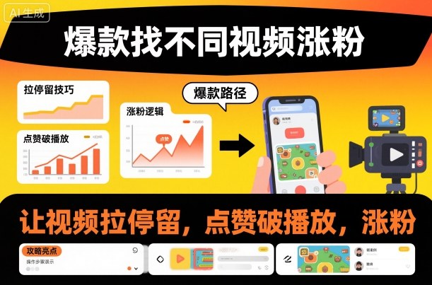 爆款找不同视频涨粉,让视频拉停留,实现点赞,破播放,涨粉-萝卜兔资源站