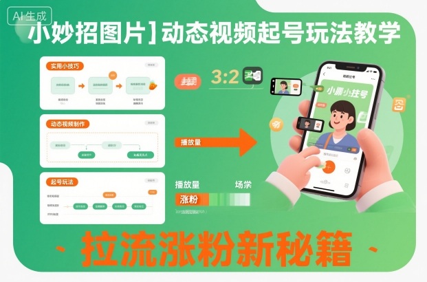 小妙招图片+动态视频起号玩法教学,拉流涨粉新秘籍-萝卜兔资源站