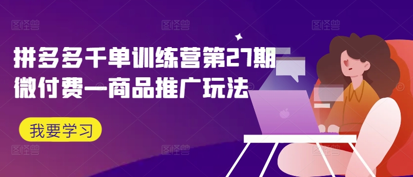 拼多多千单训练营第27期微付费—商品推广玩法-萝卜兔资源站