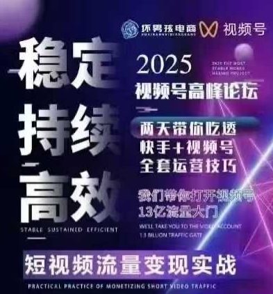 坏男孩电商视频号7月1号线下课，视频号短引、精细化模型打法，三频共振，无人，快手全站精细化运营-萝卜兔资源站