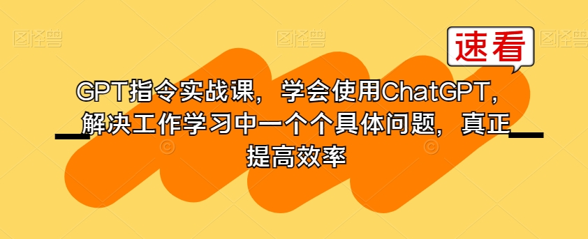 GPT指令实战课，学会使用ChatGPT，解决工作学习中一个个具体问题，真正提高效率-萝卜兔资源站