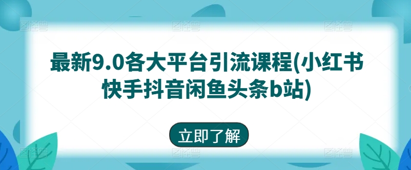 最新9.0各大平台引流课程(小红书快手抖音闲鱼头条b站)-萝卜兔资源站