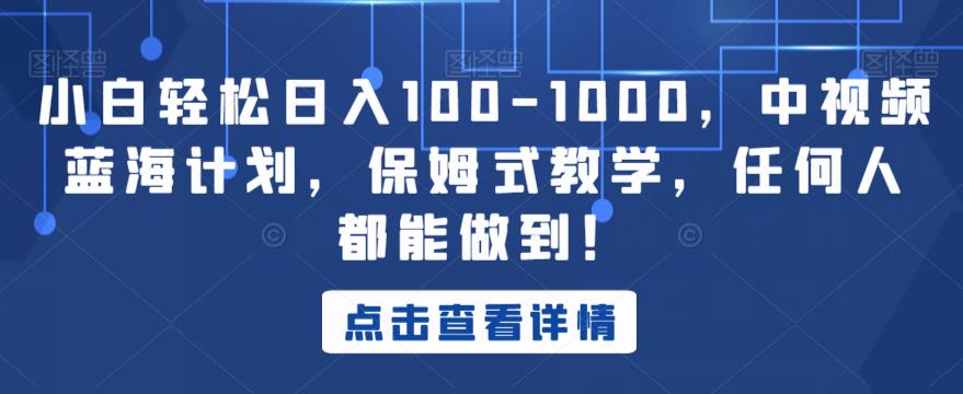 小白轻松日入100-1000，中视频蓝海计划，保姆式教学，任何人都能做到！【揭秘】-萝卜兔资源站