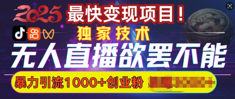 欲罢不能的无人直播引流，超暴力日引流1000+高质量精准创业粉-萝卜兔资源站
