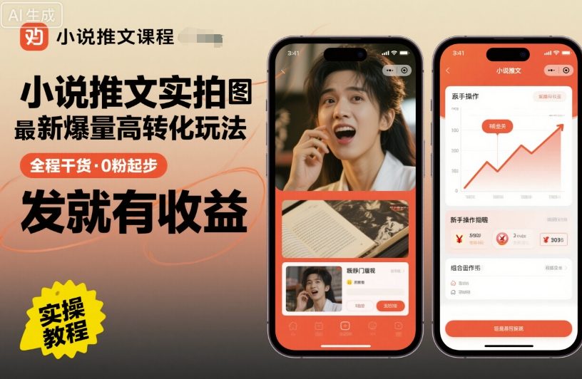 小说推文实拍双图文最新爆量高转化玩法，全程干货，0粉起步，发就有收益-萝卜兔资源站
