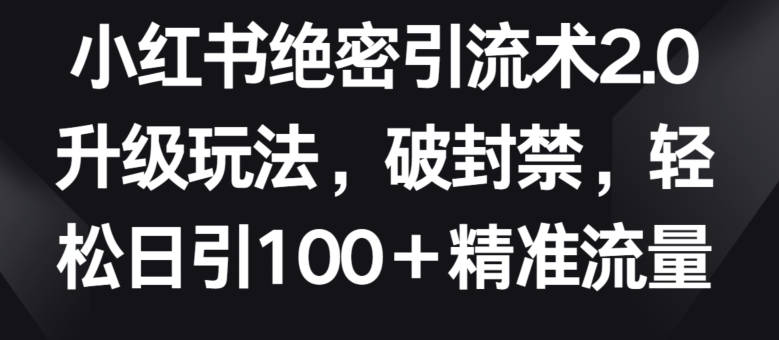 小红书绝密引流术2.0升级玩法，破封禁，轻松日引100+精准流量【揭秘】-萝卜兔资源站