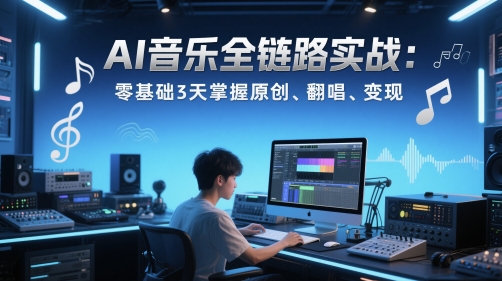 AI音乐全链路实战变现课：零基础3天掌握原创、翻唱、变现-萝卜兔资源站