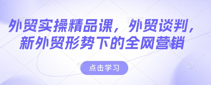 外贸实操精品课，外贸谈判，新外贸形势下的全网营销-萝卜兔资源站