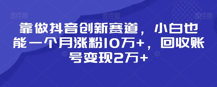 靠做抖音创新赛道，小白也能一个月涨粉10万+，回收账号变现2万+【揭秘】-萝卜兔资源站