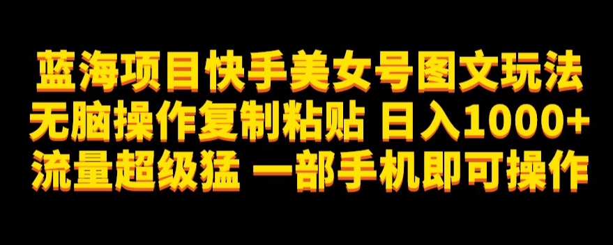 蓝海项目快手美女号图文玩法，无脑操作复制粘贴，日入1000+流量超级猛一部手机即可操作【揭秘】-萝卜兔资源站